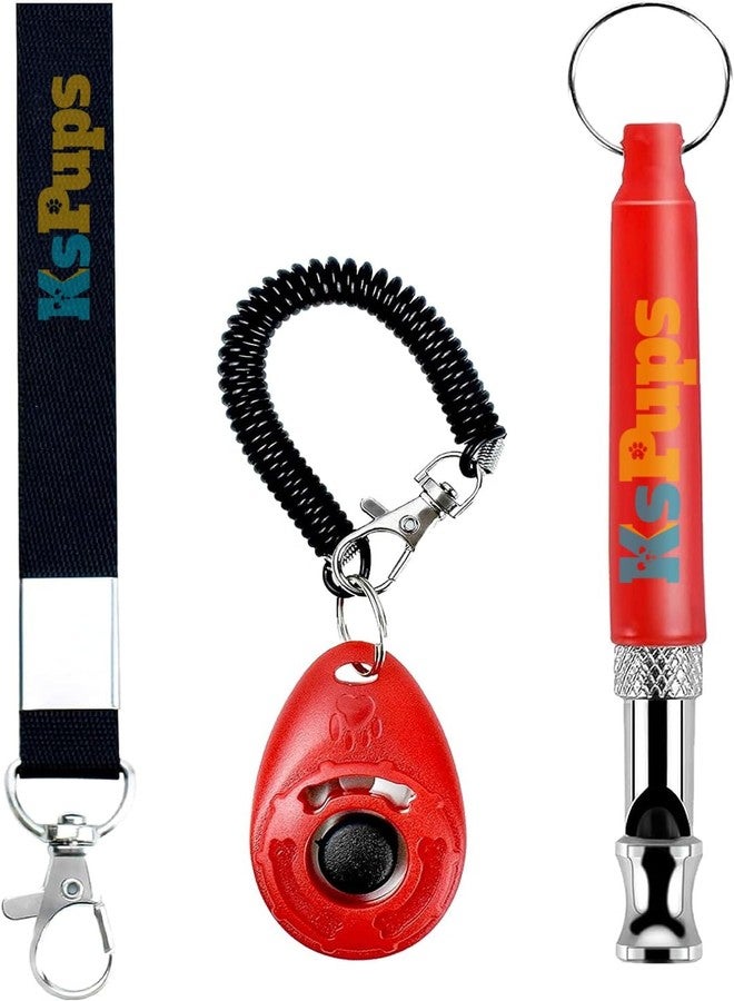 KsPups Ultrasonic Dog Whistle Set with Training Clicker and Black Lanyard for Dogs and Puppy Training Stop Barking Silent Dog Whistle for Recall Pet Corrector Clicker Training for Pet Cats - Image 1
